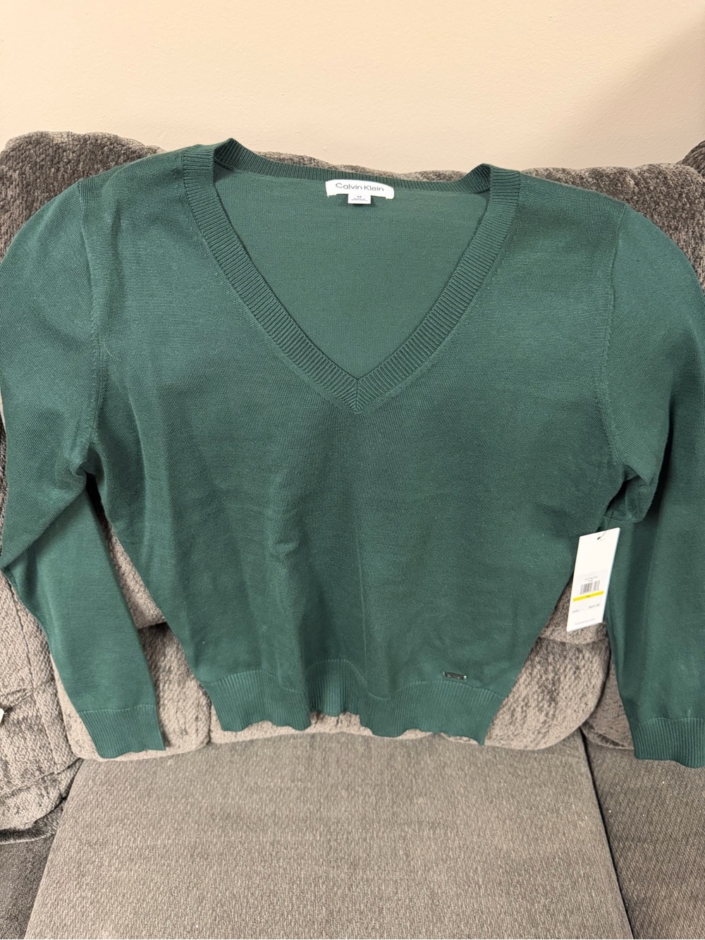 Calvin Klein Women's V-Neck Sweater - Deep Green